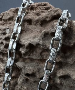 زنجیر طرح ورساچه نقره ای - Image 4