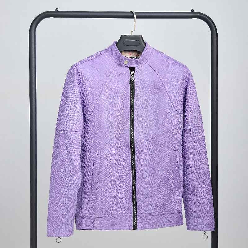 کاپشن زنانه کوتاه مدل پوست ماری رنگ یاسی | کد KA01 - Image 4