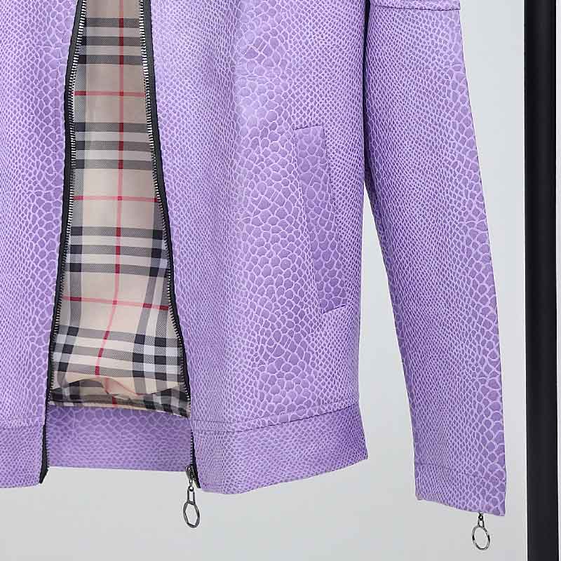 کاپشن زنانه کوتاه مدل پوست ماری رنگ یاسی | کد KA01 - Image 7