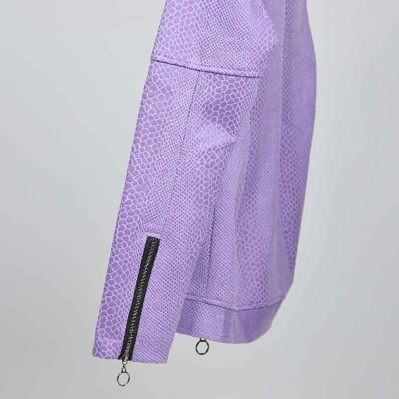 کاپشن زنانه کوتاه مدل پوست ماری رنگ یاسی | کد KA01 - Image 6