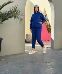 ست اسپرت هودی شلوار زنانه جنس دورس 3نخ - Image 3