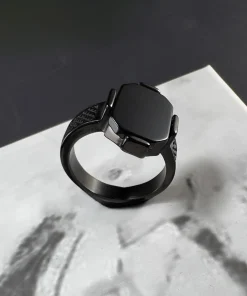 انگشترمردانه مشکی سرامیکی ساده کدAN-SA01 - Image 2