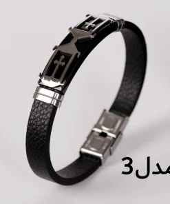 دستبند مردانه مدل چرمی کدDM23 - Image 5