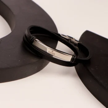 دستبند چرمی استیل رنگ ثابت