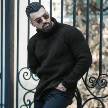 بافت یقه اسکی درشت لش مناسب خانم ها و آقایون | کد BA07