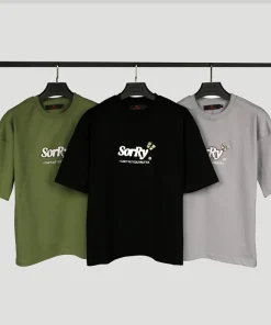 تیشرت باکسی مردانه مدل گلدوزی sorry کد T181 - Image 3