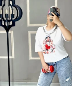 خرید تیشرت زنانه زنجیردار