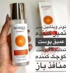 تونر ویتامین سی BIOAQUA vitamin c نمای کناری بطری حجم 120 میل کد TONER01 برای روشن کردن و آبرسانی پوست