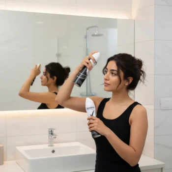 عکس کلوزآپ اسپری زنانه رکسونا بلک اند وایت invisible ساخت ایتالیا، ضدتعریق اورجینال 48 ساعته حجم 200ml