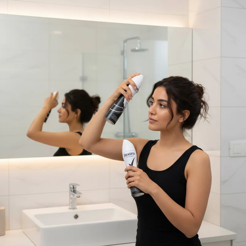 عکس کلوزآپ اسپری زنانه رکسونا بلک اند وایت invisible ساخت ایتالیا، ضدتعریق اورجینال 48 ساعته حجم 200ml