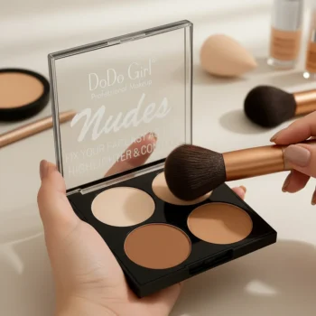 پالت کانتور و هایلایتر 4 رنگی دودو گرل اصل، مناسب کانتورینگ و هایلایت صورت، با طراحی حرفهای و کیفیت بالا