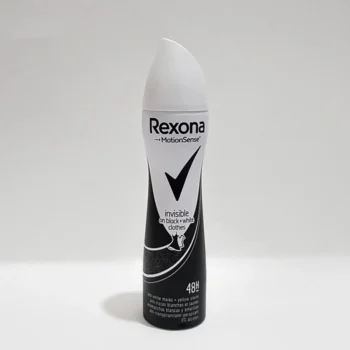 اسپری ضدتعریق زنانه رکسونا بلک اند وایت invisible حجم 200 میلیلیتر، رایحه ملایم و ماندگاری 48 ساعت