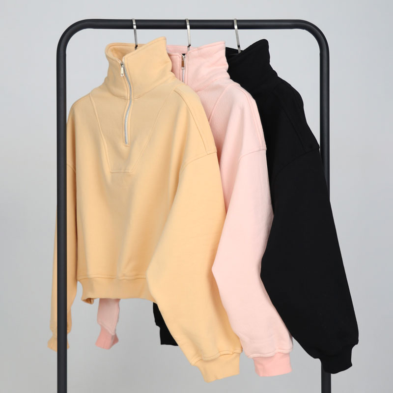 ست لباس زمستانه زنانه دورس نیمزیپ با شلوار بگ نخودی | کد DO43 - Image 2