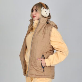 پافر زنانه ساده رنگ کرم |کد PA19