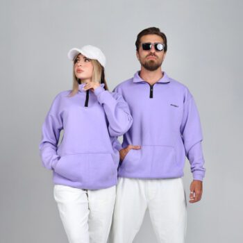 دورس نیم زیپ باکسی رنگ یاسی |کد DO25