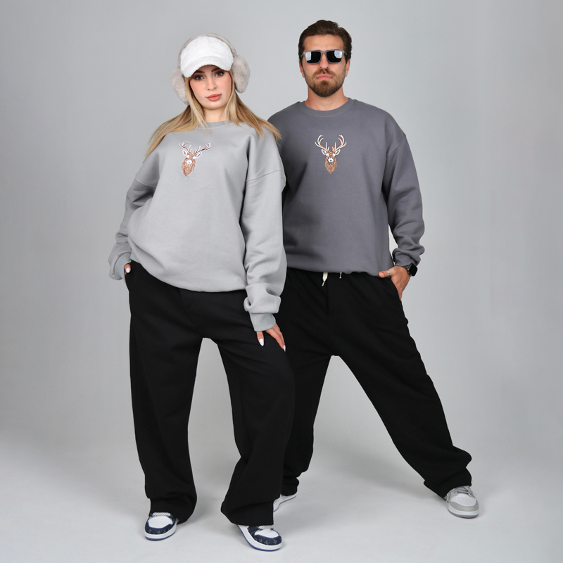 دورس یقه گرد قواره باکسی گلدوزی گوزن | کد DO26