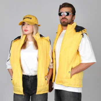 پافر زنانه ساده رنگ زرد |کد PA15