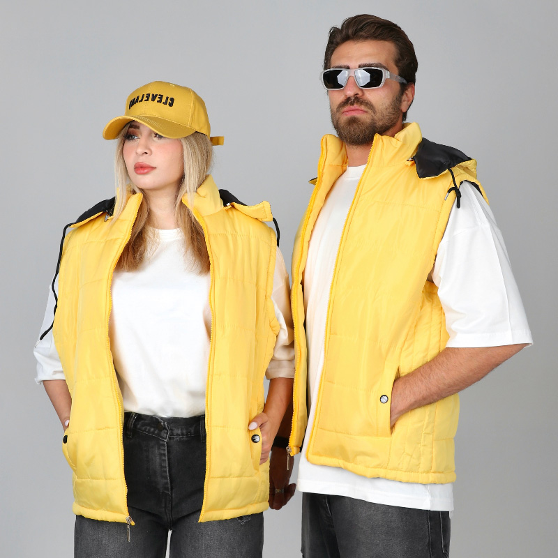 پافر زنانه ساده رنگ زرد |کد PA15