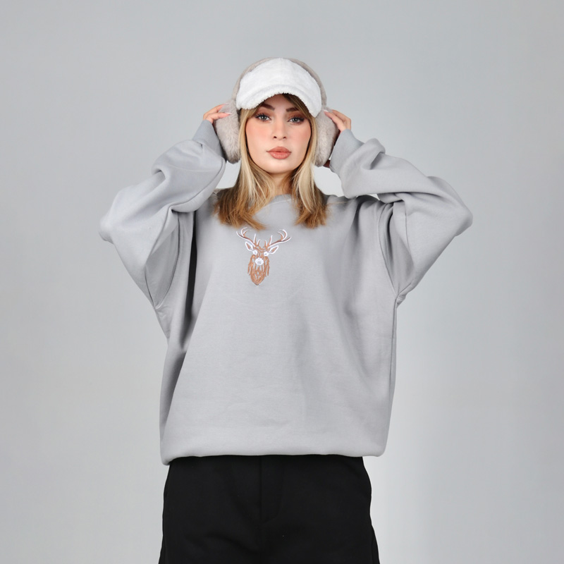 دورس یقه گرد قواره باکسی گلدوزی گوزن | کد DO26 - Image 2