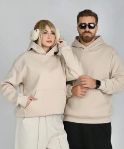هودی ساده کرم موکا داخل کرکی مناسب خانم ها و آقایون | کد DO41 - Image 4