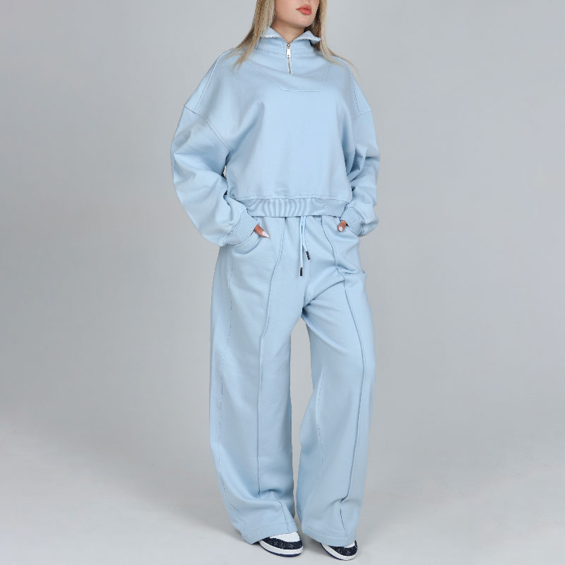 ست دورس نیمزیپ با شلوار بگ زنانه | کد DO34 - Image 4