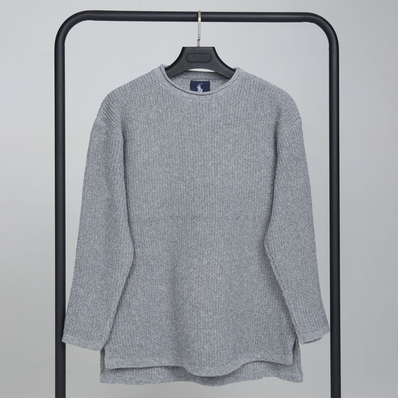 بافت یقهگرد طوسی فریسایز | مدل لش درشت بافت – کد BA12 - Image 2