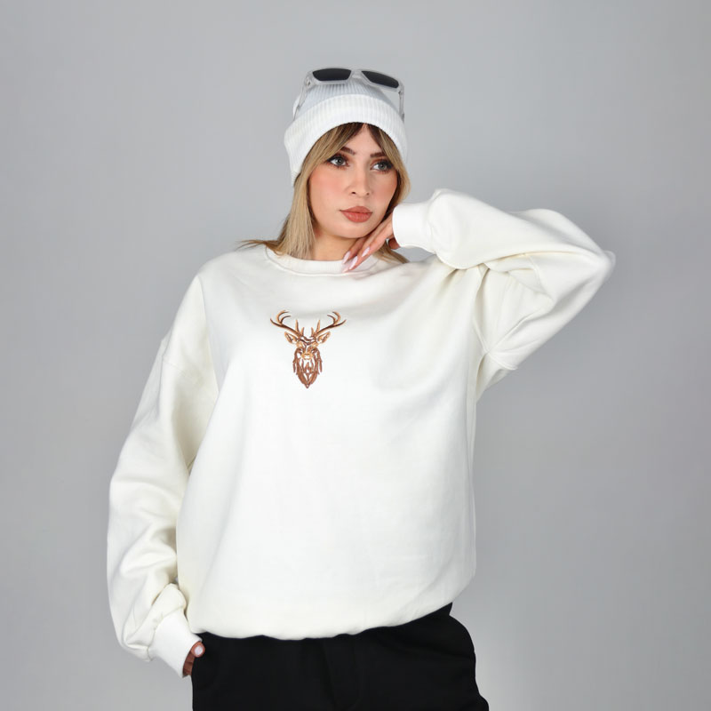 دورس یقه گرد قواره باکسی گلدوزی گوزن | کد DO26 - Image 4