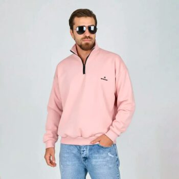 دورس نیم زیپ باکسی صورتی پاستیلی یونیسکس