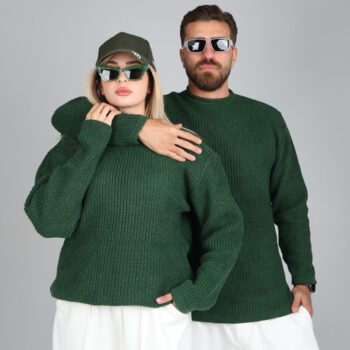 بافت یقهگرد سبز فریسایز | مدل لش درشت بافت – کد BA13