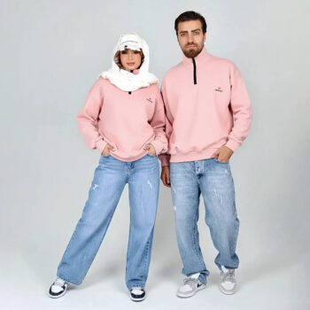 ست کاپلی دورس نیم زیپ و شلوار لی بگ | کد 10002