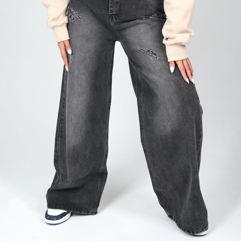 شلوار لی زنانه فول بگ زغالی زاپدار | کد 2002 - Image 4