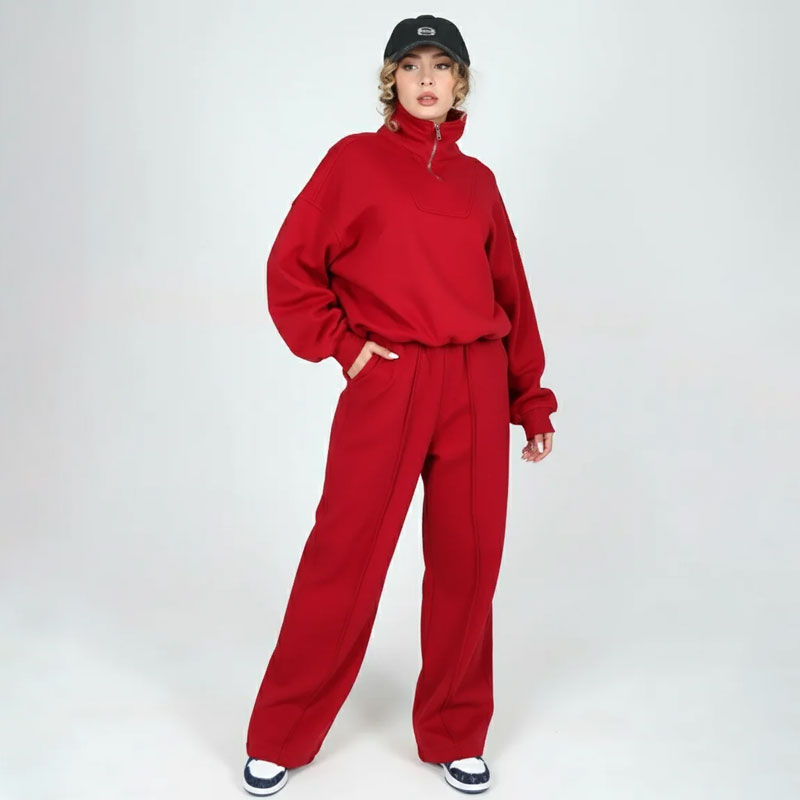 ست دورس نیمزیپ با شلوار بگ زنانه | کد DO31 - Image 4