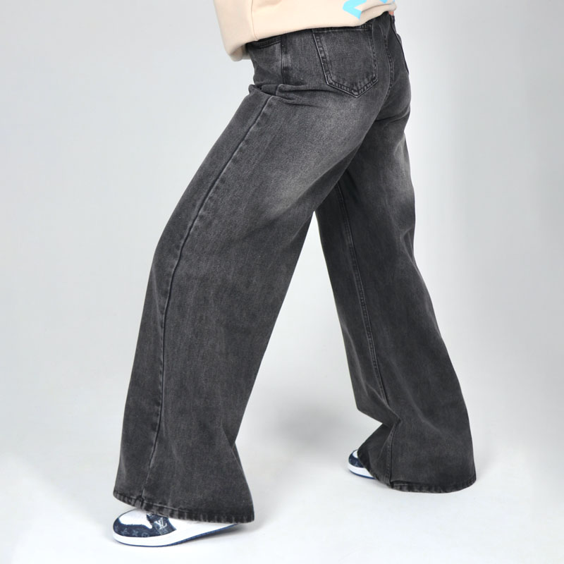 شلوار لی زنانه فول بگ زغالی زاپدار | کد 2002 - Image 2