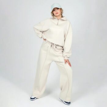 ست دورس نیمزیپ با شلوار بگ زنانه | کد DO31