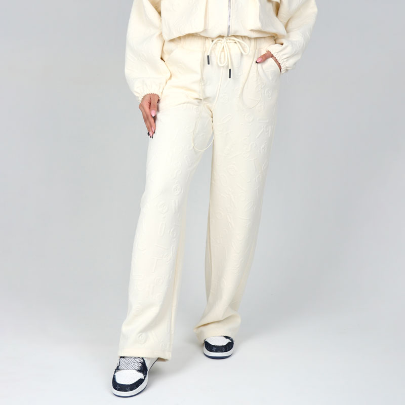 سویشرت زیپی و شلوار بگ زنانه مدل یقه ایستاده رنگ سفیدشیری | کد DO52 - Image 5