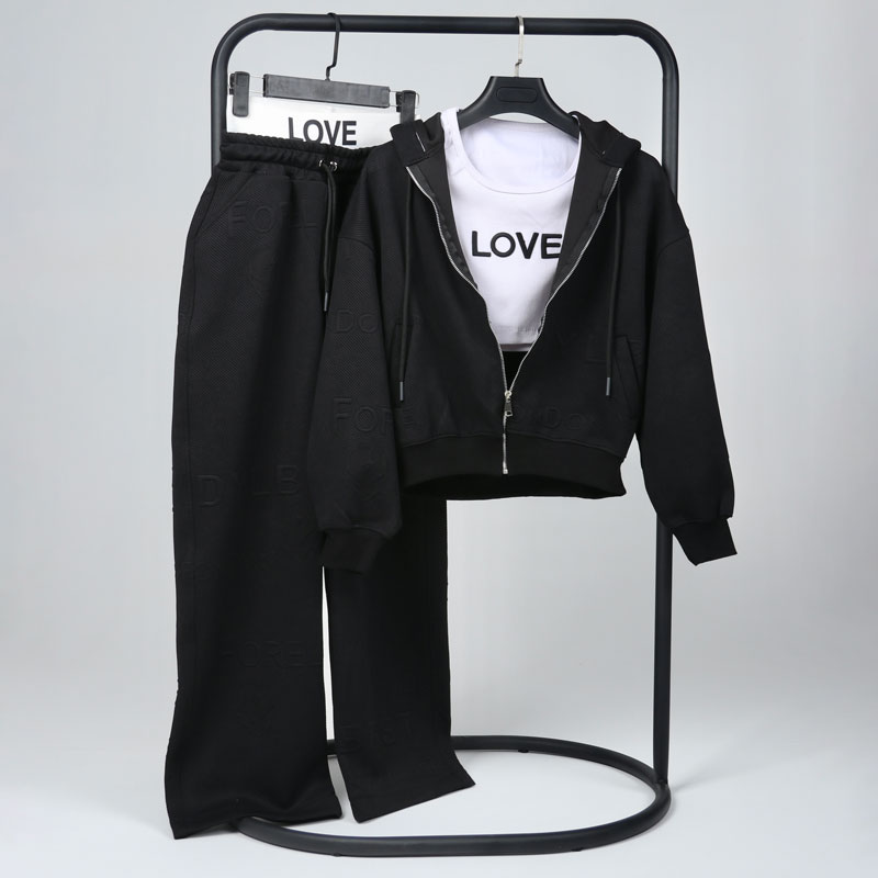 سویشرت کلاهدار و شلوار بگ زنانه مدل سهتیکه رنگ مشکی | کد DO49 - Image 3