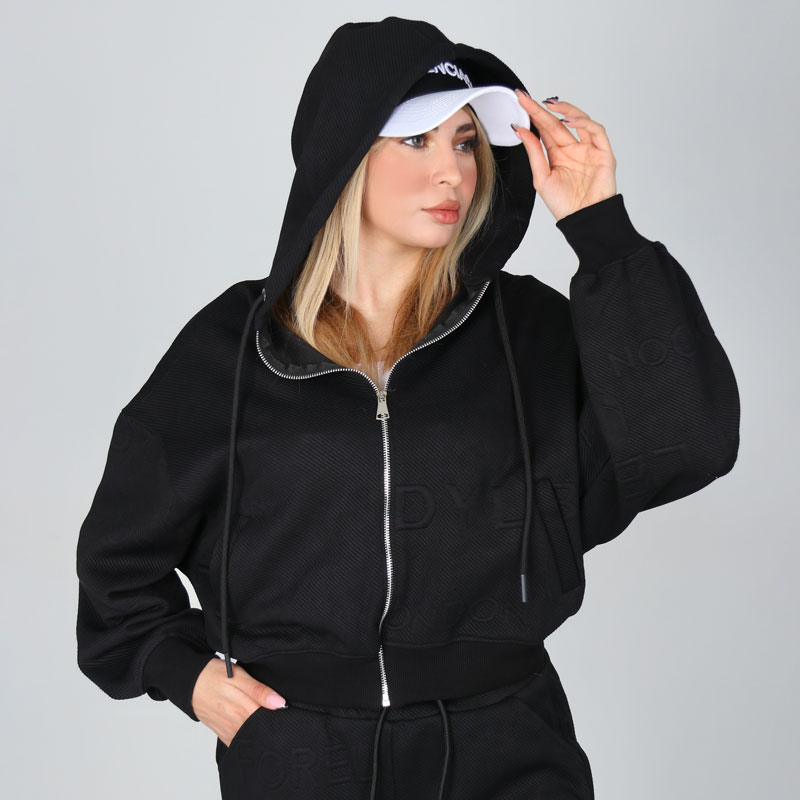 سویشرت کلاهدار و شلوار بگ زنانه مدل سهتیکه رنگ مشکی | کد DO49 - Image 4