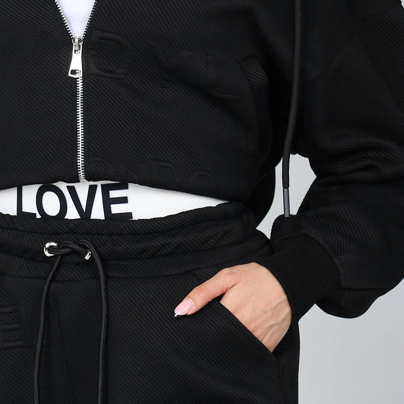 سویشرت کلاهدار و شلوار بگ زنانه مدل سهتیکه رنگ مشکی | کد DO49 - Image 5