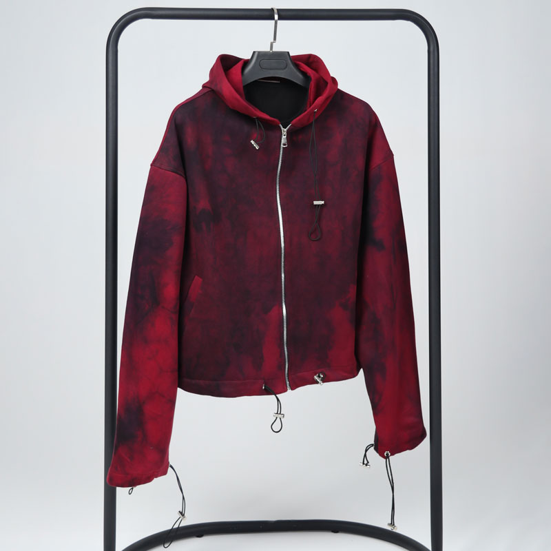 ست زنانه سویشرت کلاهدار و شلوار بگ مدل سهتیکه آبرنگی قرمزمشکی | کد DO50 - Image 8