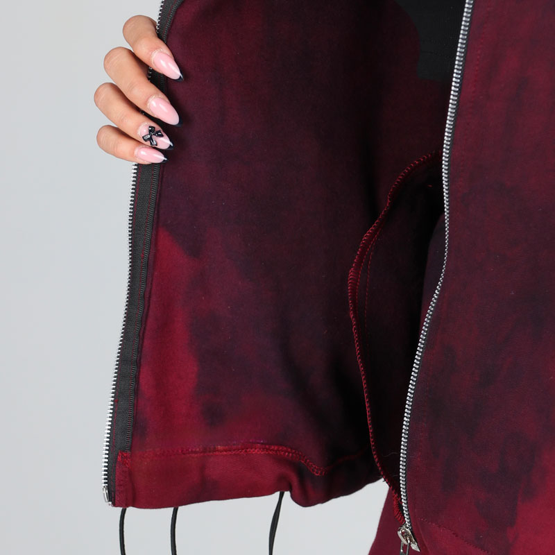 ست زنانه سویشرت کلاهدار و شلوار بگ مدل سهتیکه آبرنگی قرمزمشکی | کد DO50 - Image 7