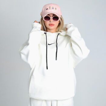 هودی کلاهدار زنانه باکسی نایک سفید | کد DO55