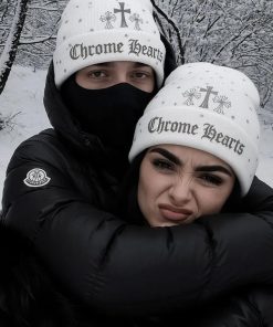 کلاه زمستانی بافتنی طرح Chrome Hearts | مدل اسپرت ست دخترانه و پسرانه