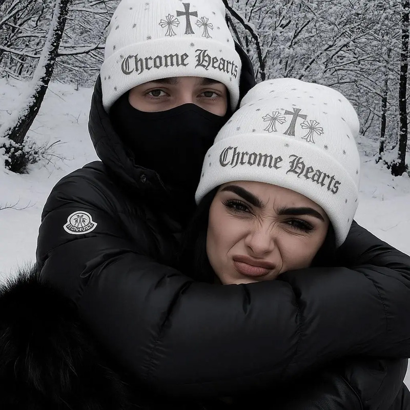 کلاه زمستانی بافتنی طرح Chrome Hearts | مدل اسپرت ست دخترانه و پسرانه