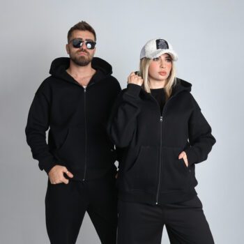 سویشرت مردانه مدل تمام زیپ مشکی | کد DO68