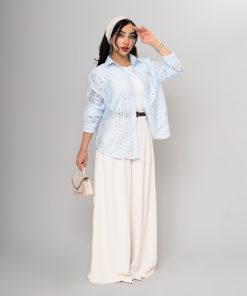 شومیز زنانه شیشه ای طرحدار کد SHOM04 - Image 5