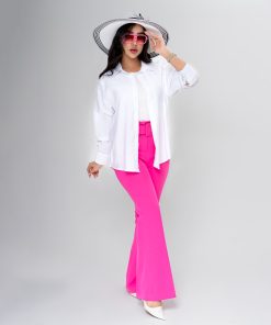 شومیز پری ساده سفید، شومیز زنانه فری سایز با پارچه لخت مناسب استایل تابستانی