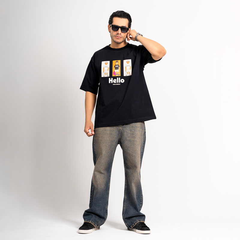 تیشرت مردانه چاپ مینیمال قواره باکسی | کد T224