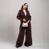 کت و شلوار زنانه مدل بگ استایل رنگ قهوه ای شکلاتی | ست 3 تکه