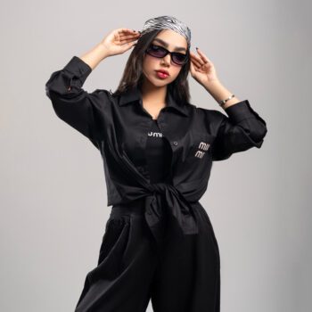 ست دو تیکه شومیز کراپ زنانه گلدوزی شده