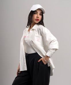 نمای نزدیک ست شومیز کراپ زنانه گلدوزی‌دار CELINE 